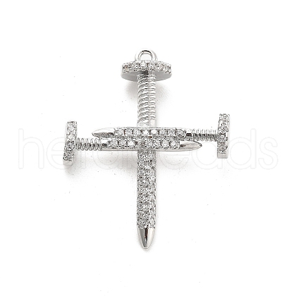 Brass Micro Pave Clear Cubic Zirconia Pendants KK-L228-44A-P-1