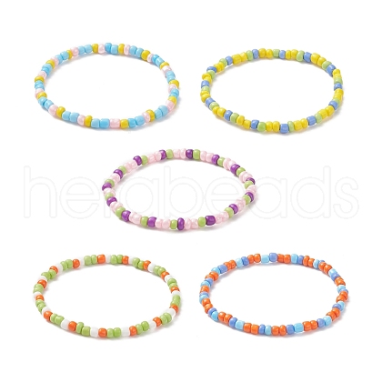 Glass Seed Beads Beaded Bracelets BJEW-JB09071-1