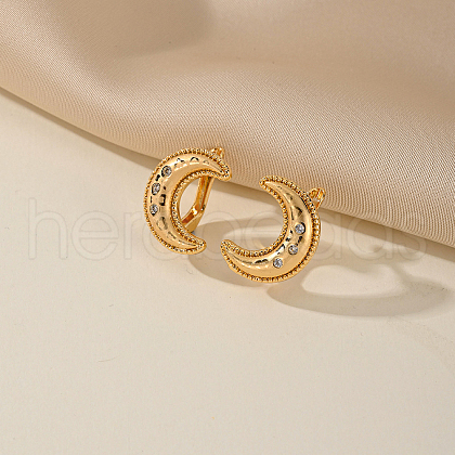 Moon Brass Hoop Earrings ZD1343-1