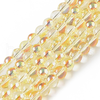 Transparent Electroplate Glass Beads Strands X-EGLA-I015-01D-1