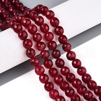 Dyed Natural White Jade Beads Strands G-T139-8mm-60-04-1