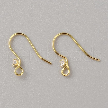 Sterling Silver with Clear Cubic Zirconia Earring Hooks STER-WH0010-12G-1