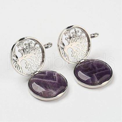 Natural Amethyst Pendants G-G910-F03-1
