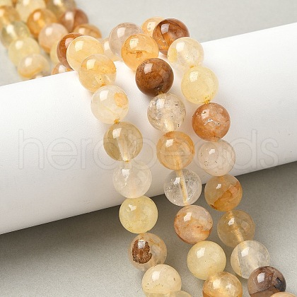 Natural Yellow Hematoid Quartz Beads Strands G-D302-01-10mm-1
