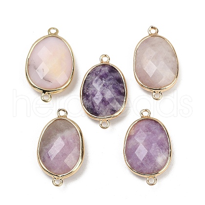 Natural Lepidolite Faceted Connector Charms G-K347-11G-21-1