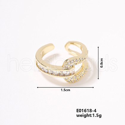 Elegant Geometric Brass Pave Clear Cubic Zirconia Cuff Earrings IE4241-4-1
