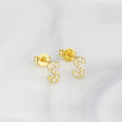 Brass Clear Cubic Zirconia Stud Earrings WGC2A80-19-1