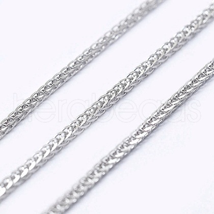 Anti-Tarnish Adjustable Rhodium Plated 925 Sterling Silver Wheat Chain Necklaces NJEW-L456-003A-P-1