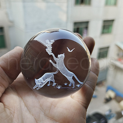 Inner Carving Glass Crystal Ball Diaplay Decoration PW-WGF6175-25-1