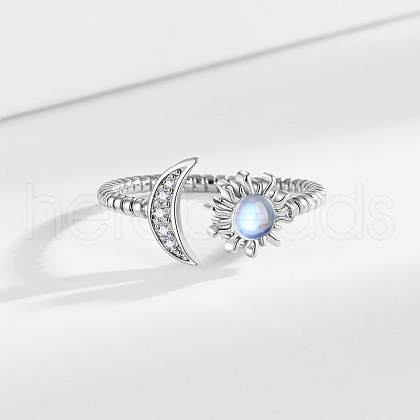 Brass Micro Pave Clear Cubic Zirconia Open Cuff Rings for Women RJEW-S402-03P-1