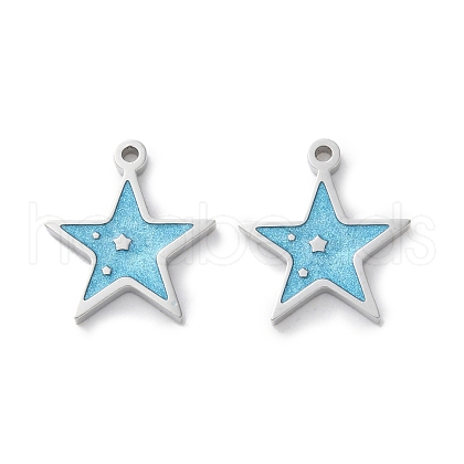 304 Stainless Steel Enamel Charms STAS-M102-20P-04-1