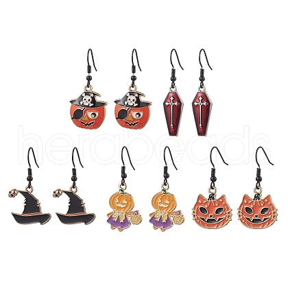 Halloween Alloy Enamel Dangle Earrings EJEW-JE06063-1