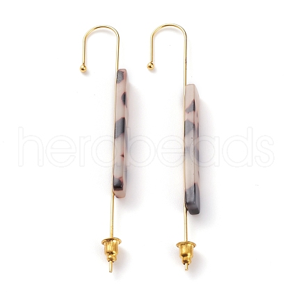 Brass Ear Wrap Crawler Hook Earrings EJEW-B003-02G-B-1