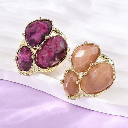 Natural Quartz Cuff Rings RJEW-M076-06G-1