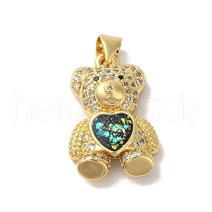 Rack Plating Brass Micro Pave Clear Cubic Zirconia Pendants KK-P268-05B-G04-1