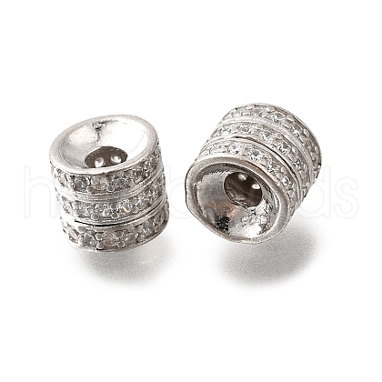 925 Sterling Silver Micro Pave Clear Cubic Zirconia Beads STER-F061-03B-P-1