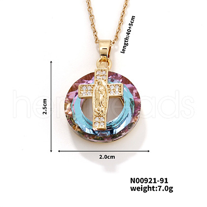 Vintage Sparkling Rhinestone Cross Virgin Pendant Necklaces HU5269-5-1