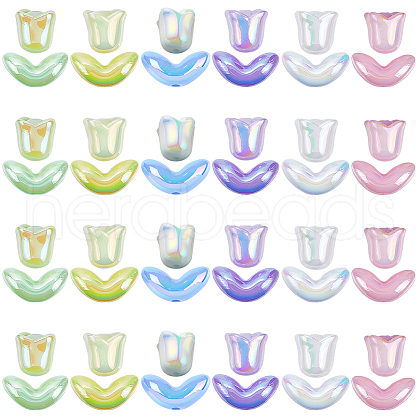 SOFPLATE 48Pcs 12 Styles UV Plated Acrylic Beads MACR-SP0001-26-1