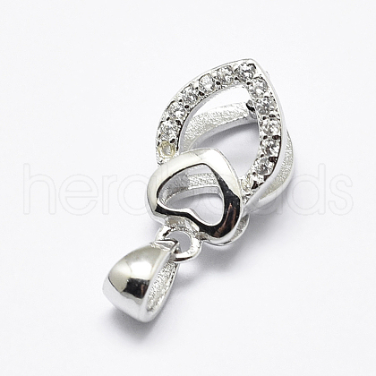Anti-Tarnish Rhodium Plated 925 Sterling Silver Micro Pave Cubic Zirconia Pendant Bails STER-E053-14P-1