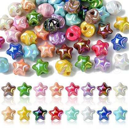 50Pcs UV Plating Plastic Beads SACR-CJ0001-69-1