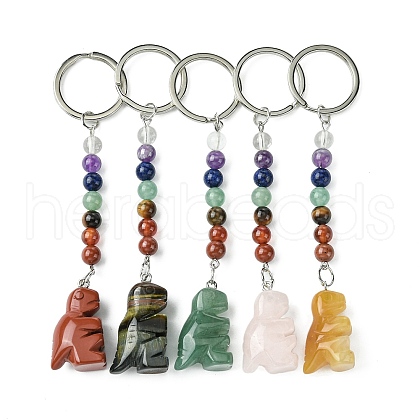 Dinosaur Natural Gemstone Keychain KEYC-F040-02-1