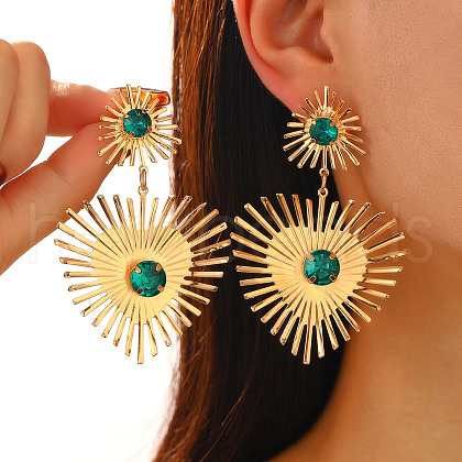 Alloy Rhinestone Dangle Stud Earrings WG1C64B-03-1