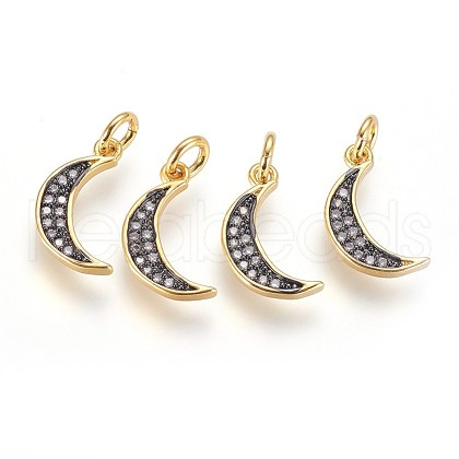 Brass Micro Pave Cubic Zirconia Charms ZIRC-G150-12A-1