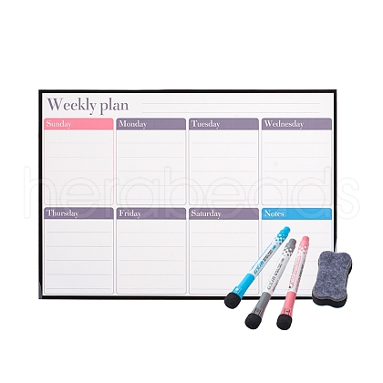 Magnetic Dry Erase Weekly Calendar for Fridge AJEW-E043-09-1