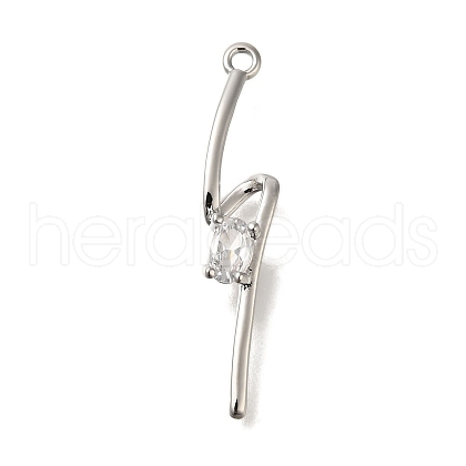 Brass Micro Pave Clear Cubic Zirconia Pendants KK-M301-12P-1