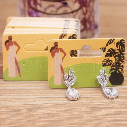 Rectangle Paper One Pair Earring Display Cards with Hanging Hole CDIS-C004-04B-1