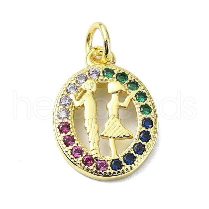 Brass Micro Pave Cubic Zirconia Pendant KK-H475-09G-1