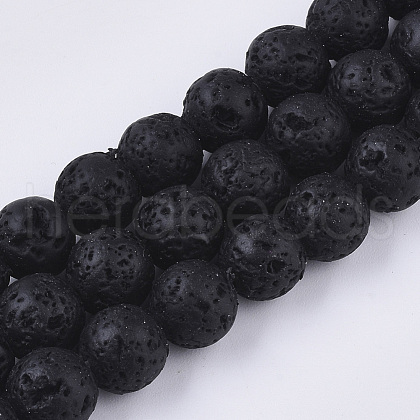 Spray Painted Natural Lava Rock Beads Strands G-N0324-C-01-1