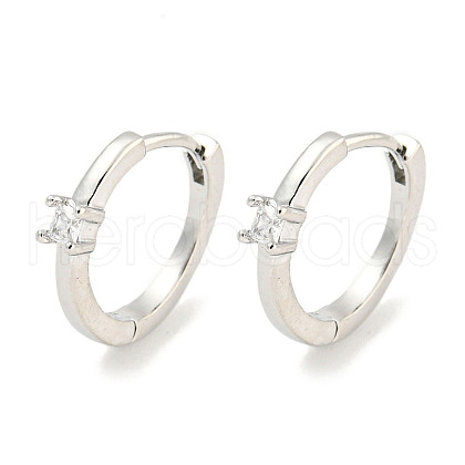 Brass Micro Pave Clear Cubic Zirconia Earrings EJEW-S228-03P-1