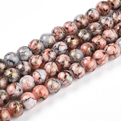 Baking Painted Glass Beads Strands X-DGLA-N003-6mm-B05-1