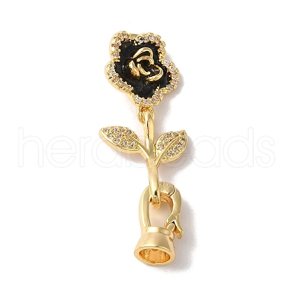 Brass Micro Pave Cubic Zirconia Fold Over Clasps KK-B098-05G-01-1