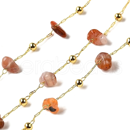 Handmade Natural Carnelian Chip Beaded Chains CHC-F020-09G-19-1