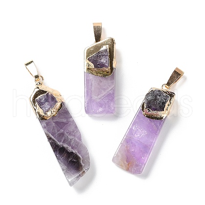Natural Amethyst Big Pendants G-B066-01G-02-1