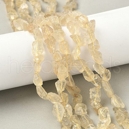 Raw Rough Natural Lemon Quartz Beads Strands G-M453-D05-1