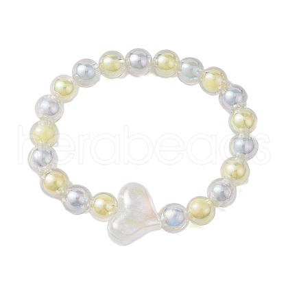 AB Color Round Acrylic Beaded Stretch Bracelets BJEW-JB10535-1