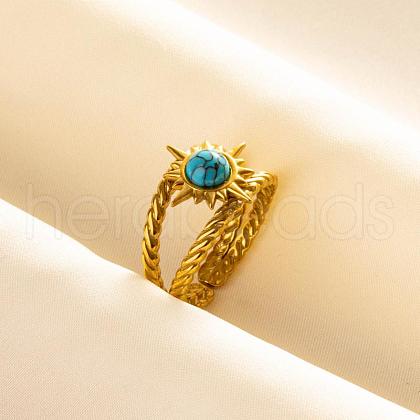 304 Stainless Steel Sun Cuff Rings DM8672-6-1