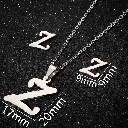201 Stainless Steel Pendant Necklaces & Stud Earrings Sets WG00841-45-1