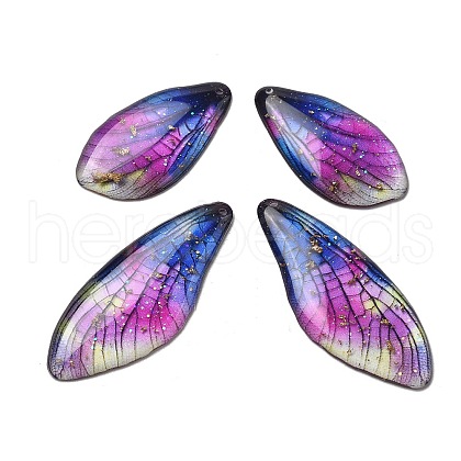 4Pcs Transparent Epoxy Resin Butterfly Wings Pendants RESI-C057-04C-1