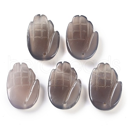 Natural Grey Agate Pendants G-K359-03L-1