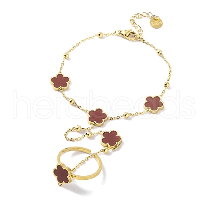 Ion Plating(IP) 304 Stainless Steel Ring Bracelets BJEW-H606-02G-02-1