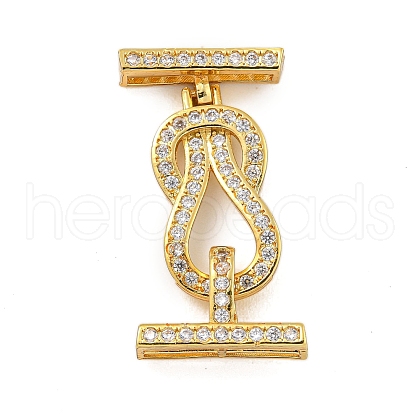 Rack Plating Brass Micro Pave Clear Cubic Zirconia Hook Clasps KK-F876-15G-1