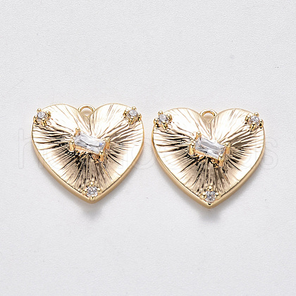 Brass Cubic Zirconia Pendants KK-T049-030G-NF-1