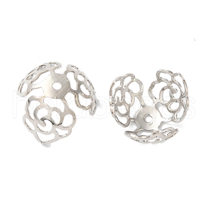 Rack Plating Brass Flower Bead Caps KK-K381-03P-1