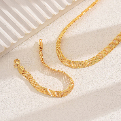 Vintage Brass Knitted Mesh Chain Bracelets & Necklaces Sets for Women LL3079-1