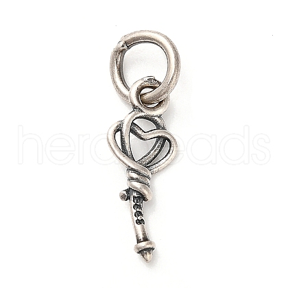 S925 Sterling Silver Heart Key Charms STER-K183-02A-AS-1