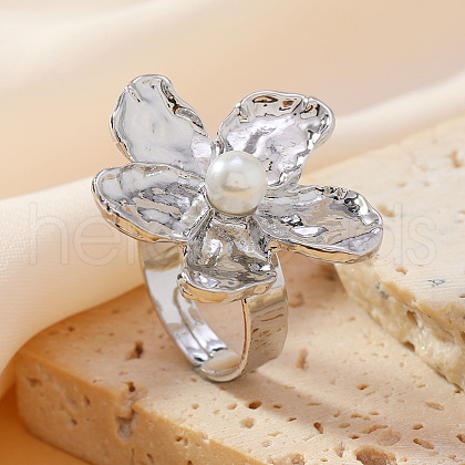 Vintage Metal Pearl Adjustable Finger Rings for Women QG5501-4-1